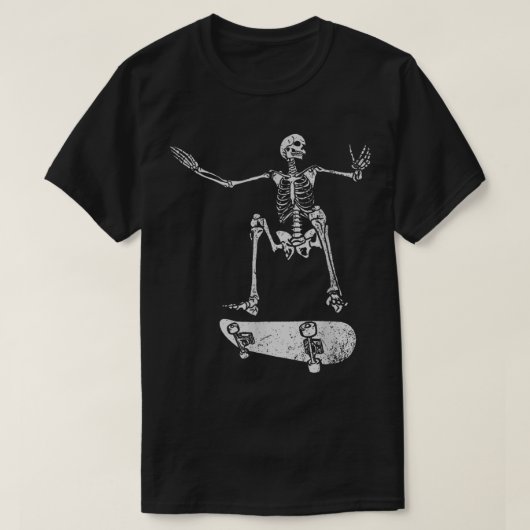 不気味ハローウィンパーティ- Skateboarding skeleton co Tシャツ (デザイン正面)