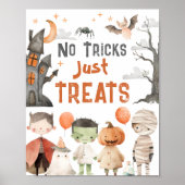 不気味ハローウィンパーティNo Tricks Just Treates Sign ポスター (正面)
