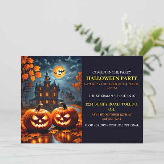 不気味ハ幽霊のよく出るウスハローウィンパーティ招待状 招待状 (スタンド正面)