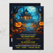 不気味ハ幽霊のよく出るウスハローウィンパーティ招待状 招待状 (正面/裏面)