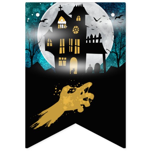 不気味ハ幽霊のよく出るウスハローウィンパーティ バンティングフラッグ (第1の旗)