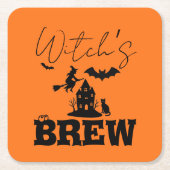 不気味ハ幽霊のよく出るウス&ウィッチシルエット | スクエアペーパーコースター (正面)