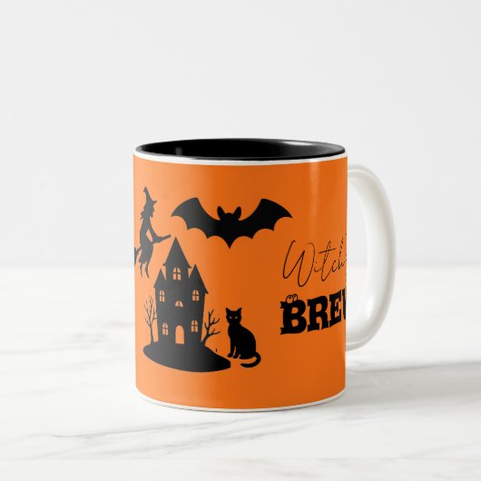 不気味ハ幽霊のよく出るウス&ウィッチシルエット | ツートーンマグカップ (正面右)