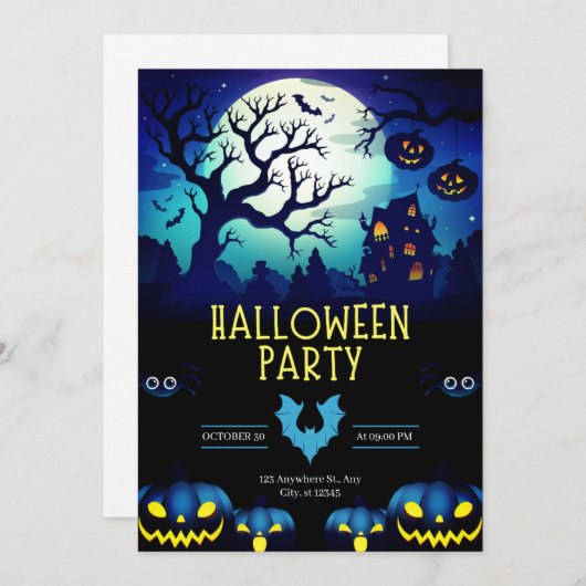 不気味ハ幽霊のよく出るウス&パンプキンスハローウィンパーティ 招待状 (正面/裏面)