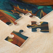 不気味バセットハウンドハロウィーン魔女とカボチャ ジグソーパズル (側面)