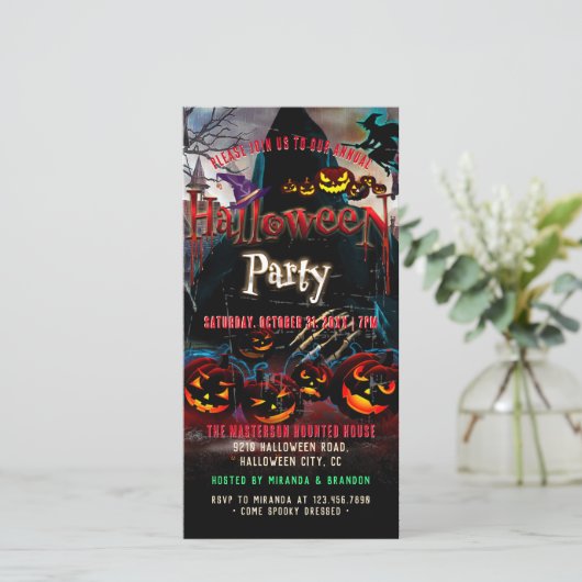 不気味パンプキンス幽霊のよく出るハウスハロウィーン招待状 セーブザデート (スタンド正面)