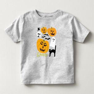 不気味パンプキンス魅力的ハロウィーン幽霊たちこうもり トドラーTシャツ