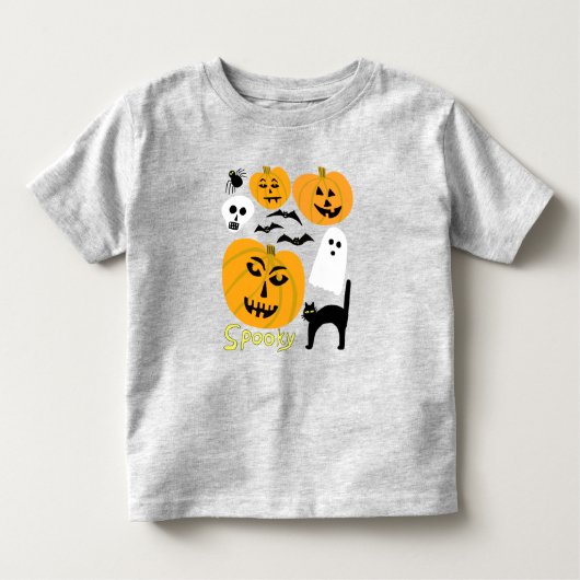 不気味パンプキンス魅力的ハロウィーン幽霊たちこうもり トドラーTシャツ (正面)
