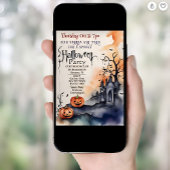 不気味パンプキ幽霊のよく出るンハウス水の色ハロウィーン 招待状