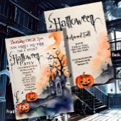 不気味パンプキ幽霊のよく出るンハウス水の色ハロウィーン 招待状