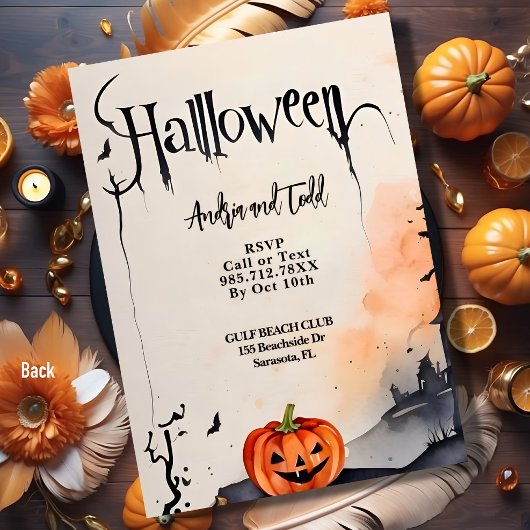 不気味パンプキ幽霊のよく出るンハウス水の色ハロウィーン 招待状