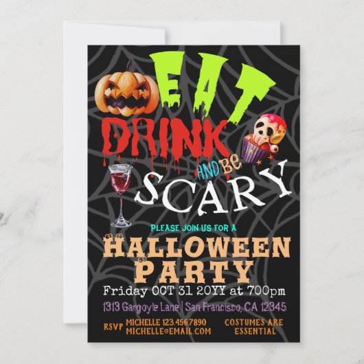 不気味パンプキ食べンドリンク&ホラー・ハロウィン 招待状 (正面)