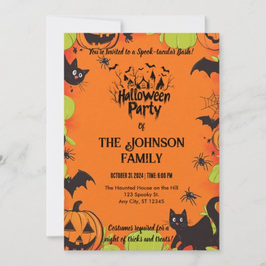 不気味パーソナライズされたハロウィーンの衣装パーティー 招待状 (正面)