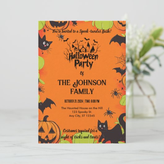 不気味パーソナライズされたハロウィーンの衣装パーティー 招待状 (スタンド正面)