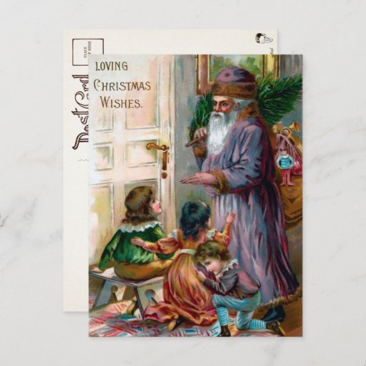 不気味ビクトリアンなクリスマスサンタハガキ ポストカード (正面/裏面)