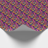 不気味ピットブルドッグハロウィーンウィッチとカボチャ ラッピングペーパー (角)