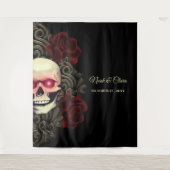 不気味フローラダークムーディッドゴシックスカルハロウェディング タペストリー (正面)