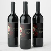 不気味フローラ暗色ムーディッドゴシックスカルハロウェディング ワインラベル (ボトル)