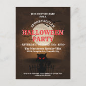 不気味ブラックキャット&こうもりハロウィーン招待状 ポストカード (正面)