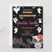 不気味ブラックハロウィン誕生日招待状 招待状 (正面)