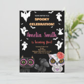不気味ブラックハロウィン誕生日招待状 招待状 (スタンド正面)