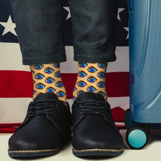 不気味ブルーアイピクセルアカッコいいートおもしろいモダンオタク系の ソックス