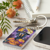 不気味ブルーティックコンハウンドハロウィンウィッチカボチャ キーホルダー (正面右)