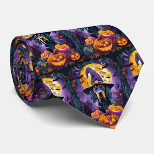 不気味ブルーティックコンハウンドハロウィンウィッチカボチャ ネクタイ