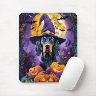 不気味ブルーティックコンハウンドハロウィンウィッチカボチャ マウスパッド