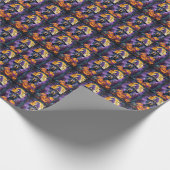 不気味ブルーティックコンハウンドハロウィンウィッチカボチャ ラッピングペーパー (角)