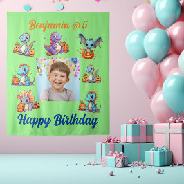 不気味ベビーディノ子供の誕生日パーティー背景 タペストリー