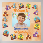 不気味ベビー恐竜テーマ子供の誕生日パーティー ポスター (正面)
