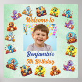 不気味ベビー恐竜テーマ子供の誕生日パーティー ポスター (正面)