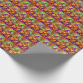 不気味ポメラニア犬ドッグハロウィーンウィッチとカボチャ ラッピングペーパー (角)