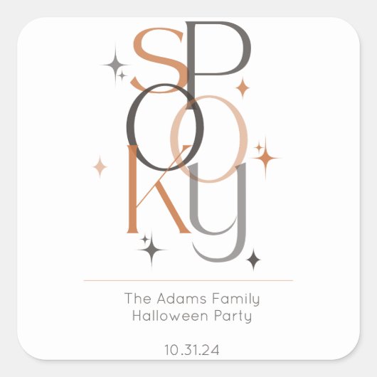 不気味ミニマルレトロモダンハロウィーン スクエアシール (正面)