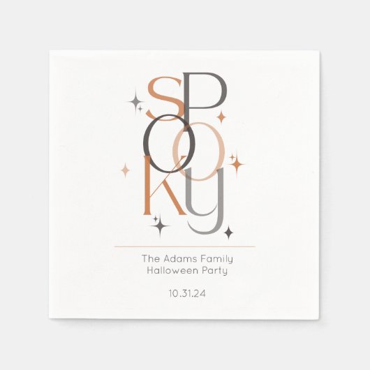 不気味ミニマルレトロモダンハロウィーン スタンダードカクテルナプキン (正面)