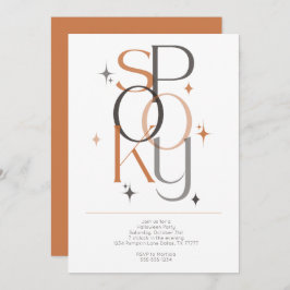 不気味ミニマルレトロモダンハロウィーン 招待状