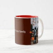 不気味モダンハロウィーン家族3枚の写真コラージュ ツートーンマグカップ (正面右)