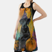 不気味ラブラドールドッグハロウィーンウィッチとカボチャ エプロン (インサイチュ)