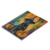 不気味ラブラドールドッグハロウィーンウィッチとカボチャ ノートブック (左側)