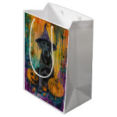 不気味ラブラドールドッグハロウィーンウィッチとカボチャ ミディアムペーパーバッグ (裏面アングル)