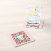 不気味レトロ幽霊 スクエアペーパーコースター (インサイチュ)