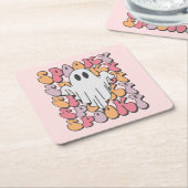 不気味レトロ幽霊 スクエアペーパーコースター (アングル)