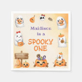 不気味ワンカワイハロウィーン幽霊1日 スタンダードカクテルナプキン (正面)