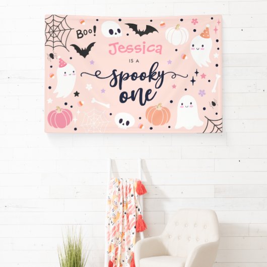 不気味ワンカワイハロウィーン幽霊1日 横断幕 (インサイチュ)