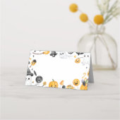 不気味ワンハロウィン幽霊誕生日フードテント プレイスカード (裏面)