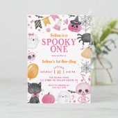 不気味ワンハロウィーンかわいい幽霊誕生日パーティー 招待状 (スタンド正面)