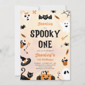 不気味ワンハロウィーンかわいい幽霊誕生日パーティー 招待状 (正面)