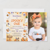 不気味ワンハロウィーンかわいい幽霊誕生日写真 招待状 (正面)