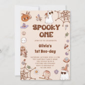 不気味ワンハロウィーンかわいい幽霊1歳の誕生日 招待状 (正面)